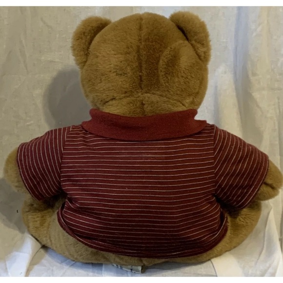 Build A Bear Workshop Brown Bear Plush Maroon Striped Golf Shirt Stuffed Animal - Picture 4 of 12